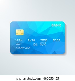 Credit card with abstract geometric triangle pattern. Triangle tesselation. Online payment. Cash withdrawal. Financial operations.Shopping.