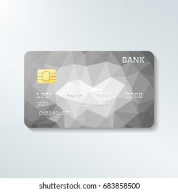 Credit card with abstract geometric triangle pattern. Triangle tesselation. Online payment. Cash withdrawal. Financial operations.Shopping.