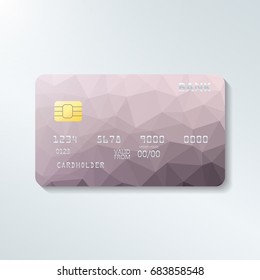 Credit card with abstract geometric triangle pattern. Triangle tesselation. Online payment. Cash withdrawal. Financial operations.Shopping.