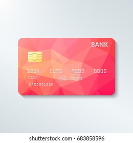 Credit card with abstract geometric triangle pattern. Triangle tesselation. Online payment. Cash withdrawal. Financial operations.Shopping.