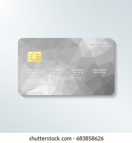 Credit card with abstract geometric triangle pattern. Triangle tesselation. Online payment. Cash withdrawal. Financial operations.Shopping.