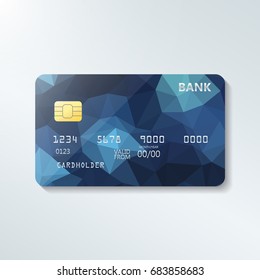 Credit card with abstract geometric triangle pattern. Triangle tesselation. Online payment. Cash withdrawal. Financial operations.Shopping.