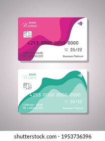 Credit card  with abstract  shape, waves. Detailed abstract credit card concept  for business, payment history, shopping malls, web, print.