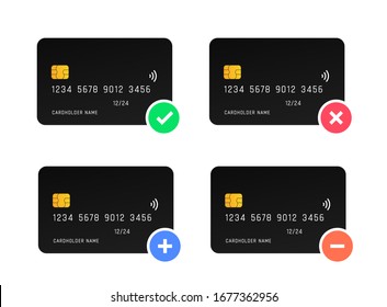 Credit card actions vector design. Approved and Failed Payment icon.