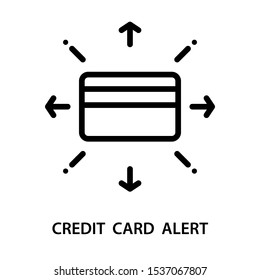 Credit card alert icon. Simple design. Line vector. Isolate on white background.