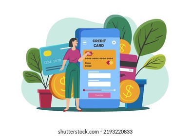 Credit card application Illustration concept on white background