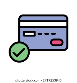 Kreditkarte genehmigt Zahlung Vektorgrafik, Füllung Stil Symbol.