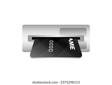 Credit Card, ATM Card or Debit Card Inserting into ATM Machine Card Slot. Vector Illustration Isolated on White Background. 