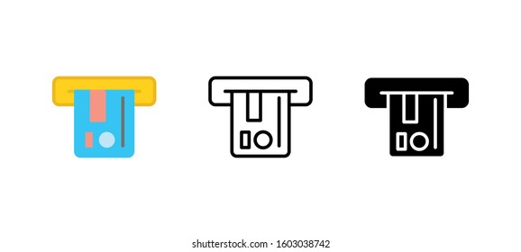 Credit Card ATM finance bank icon. Business flat, silhouette, line vector illustration on white background
