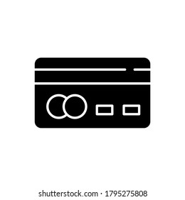 Credit card back black glyph icon. Online payment. Internet shopping. Cashless money transfer. Financial service, economic operation. Silhouette symbol on white space. Vector isolated illustration