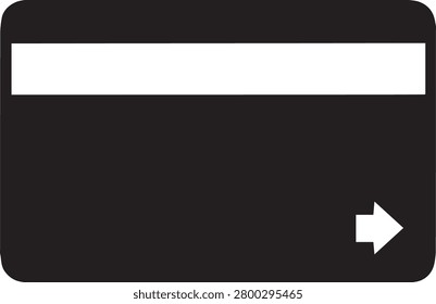 Credit Card Back Side Vector Silhouette Icon with Magnetic Stripe