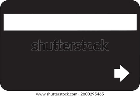 Credit Card Back Side Vector Silhouette Icon with Magnetic Stripe