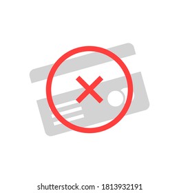 Credit Card Ban Or Payment Denied Icon. Concept Of Client In Blacklist Symbol Or E-commerce Retail Badge. Flat Simple Style Trend Modern Logotype Graphic Design Element Isolated On White Background