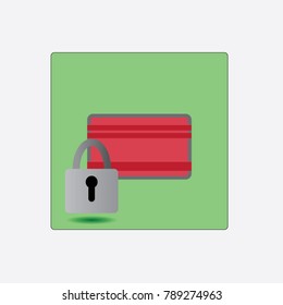 Credit card and bank account security concept icon with locked padlock