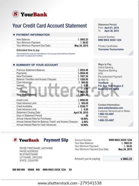 Credit Card Bank Account Statement Finance\
Document Template