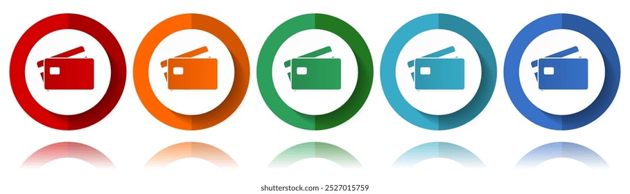 Credit card, bank, finance vector icons, flat icon set for logo design, webdesign and mobile applications, colorful web button collection in eps 10