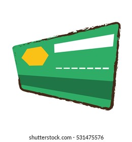 credit card bank green color sketch vector illustration eps 10