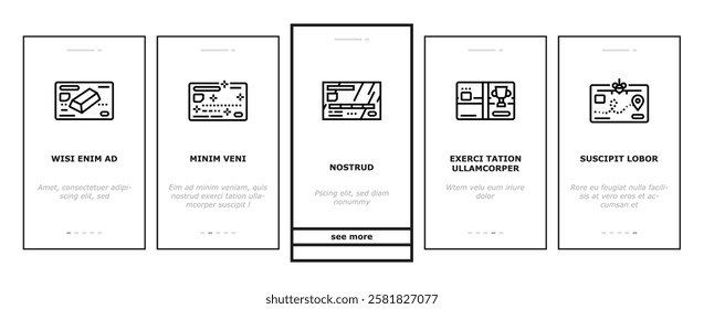 credit card bank payment money onboarding mobile vector business finance, buy banking, debit pay, commercial plastic, purchase, shopping credit card bank payment money illustrations