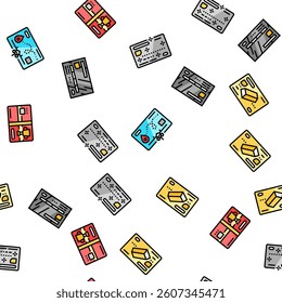 credit card bank payment money vector seamless pattern thin line illustration