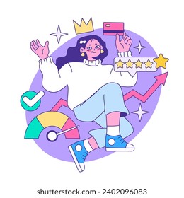 Credit card. Bank-offered financing of purchases. Individual and business credit card. Credit arrangements and rating. Flat vector illustration