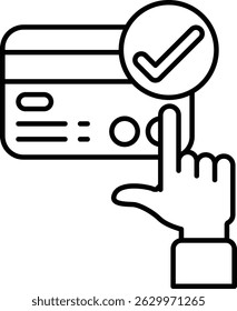 Una tarjeta de crédito está siendo comprobada por una mano. Concepto de verificación de una transacción o pago