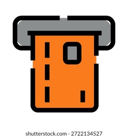 Tarjeta de crédito que se inserta en una ranura de cajero automático para retiro de efectivo seguro, pago digital y transacciones bancarias, que representan servicios de finanzas, compras y dinero electrónico