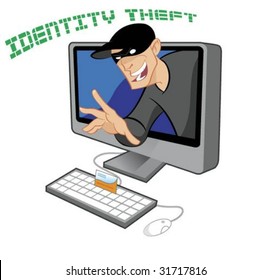 Credit Card Being Stolen By An Identity Thief Through The Internet