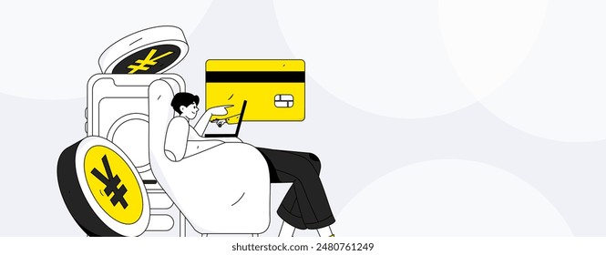 Credit card bill character flat vector concept operation hand drawn illustration
