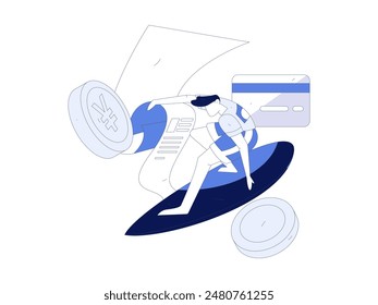 Credit card bill character flat vector concept operation hand drawn illustration
