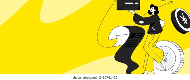 Credit card bill character flat vector concept operation hand drawn illustration
