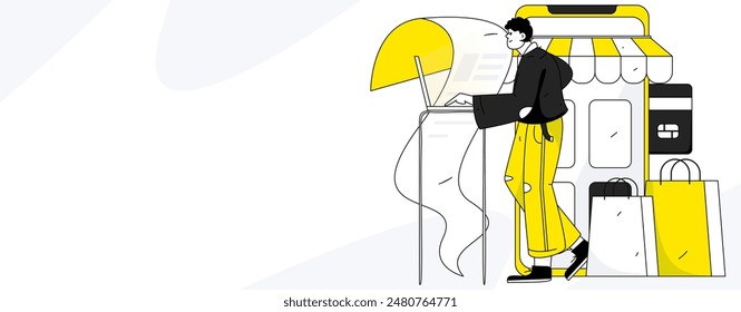 Credit card bill character flat vector concept operation hand drawn illustration

