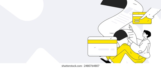 Credit card bill character flat vector concept operation hand drawn illustration
