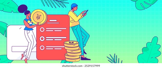 Credit card bill character flat vector concept operation hand drawn illustration
