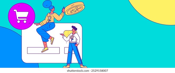 Credit card bill character flat vector concept operation hand drawn illustration
