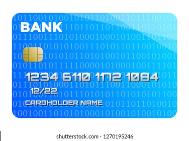 Credit card with binary code, vector illustration