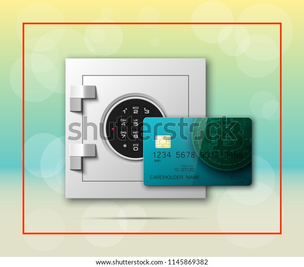 Credit Card Bitcoin Electronic Lock Bank Stock Vector Royalty Free - 