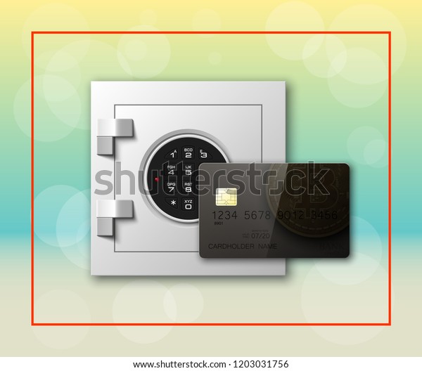Credit Card Bitcoin Electronic Lock Bank Stock Vector Royalty