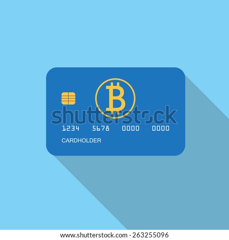 Credit Card Bitcoin Sign Flat Style Stock Vector Royalty Free - 