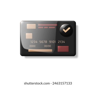 Tarjeta de crédito en estilo 3D negro. Pago por compras en Internet. Ilustración vectorial.