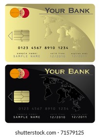 Credit card Black Gold  vector template