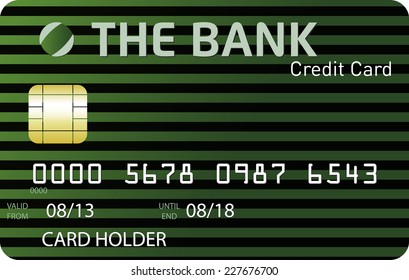 Credit card with black and green horizontal lines