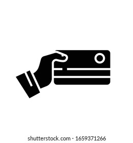 Credit card black icon, concept illustration, vector flat symbol, glyph sign.