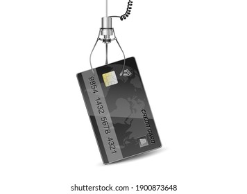 Credit Card Black International, With Gripper Arm,
Credit Card Selection, Cashless Payments,
Vector Illustration Isolated On White Background
