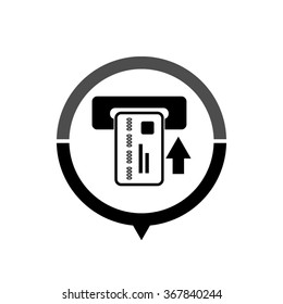 Credit card - black vector icon; map pointer;  message bubble