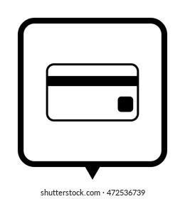 Credit card - black vector icon ; message bubble