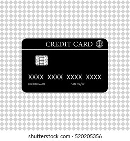 Credit card  - black vector icon