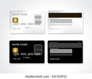 Set Credit Debit Black White Card Stock Vector (Royalty Free ...