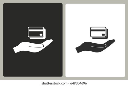Credit card - black and white vector icons. Illustration isolated for graphic and web design.