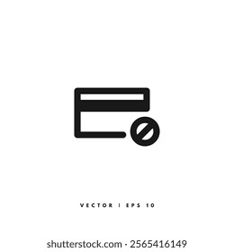 Credit Card Blocked Icon. Editable Stroke