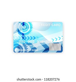 A credit card with a blue background abstraction. business concept